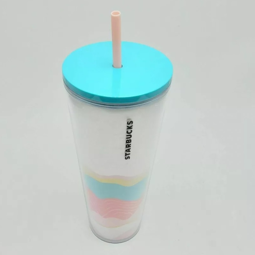 Starbucks Pastel Iridescent Tumbler Venti 2020 Pink Blue Wave NEW - Picture 2 of 4